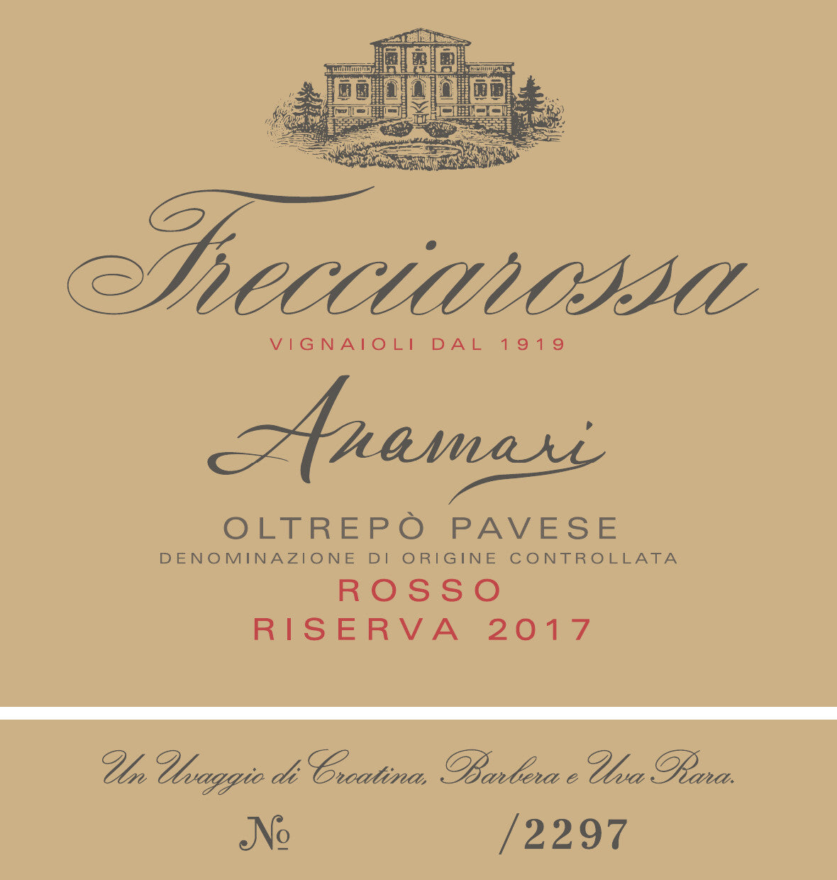 "Anamari" FRECCIAROSSA, Oltrepò Pavese  DOC Rosso Riserva  2017
