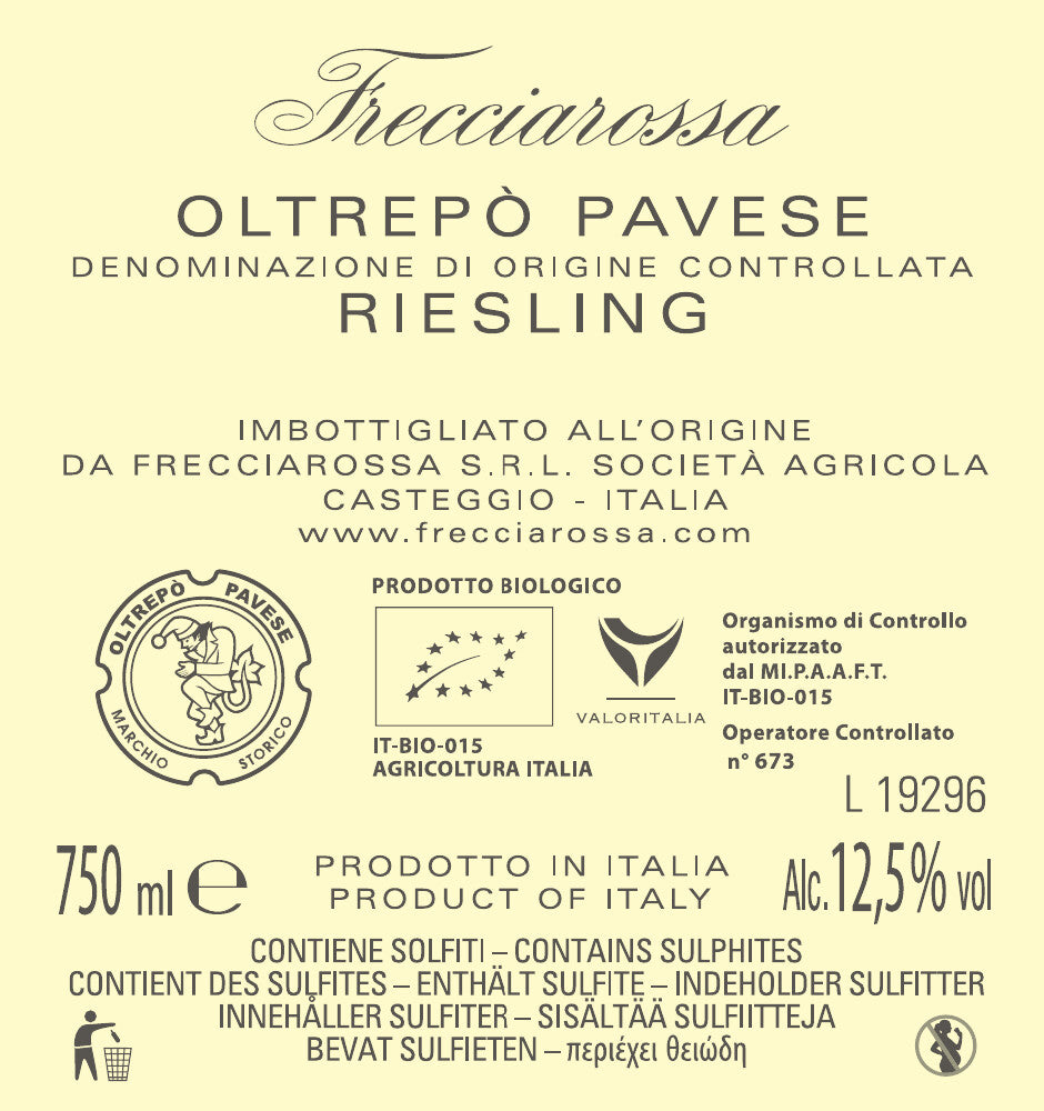 "Gli Orti" FRECCIAROSSA, Oltrepò Pavese DOC Riesling 2017